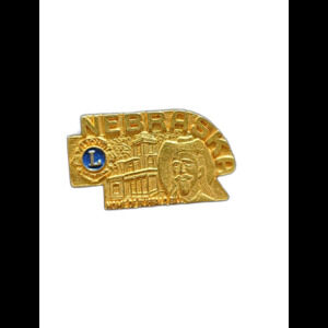 VTG State Nebraska Lions Club Home of Buffalo Bill Lapel Hat Pin Badge Gold Tone